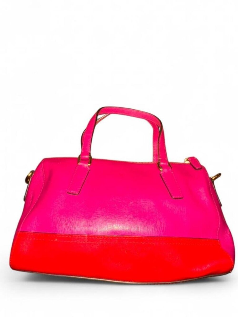 Coach Legacy Mini Satchel Red Pink Colorblock Saffiano Leather Crossbody